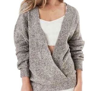 Urban Outfitter UO Silence + Noise Faux Wrap Brown Knit Sweater S